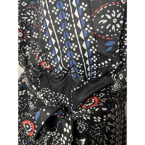 BloomChic Bandana Print Belted Pocket Surplice Neck Romper Black Size 26 NWT - Picture 9 of 16